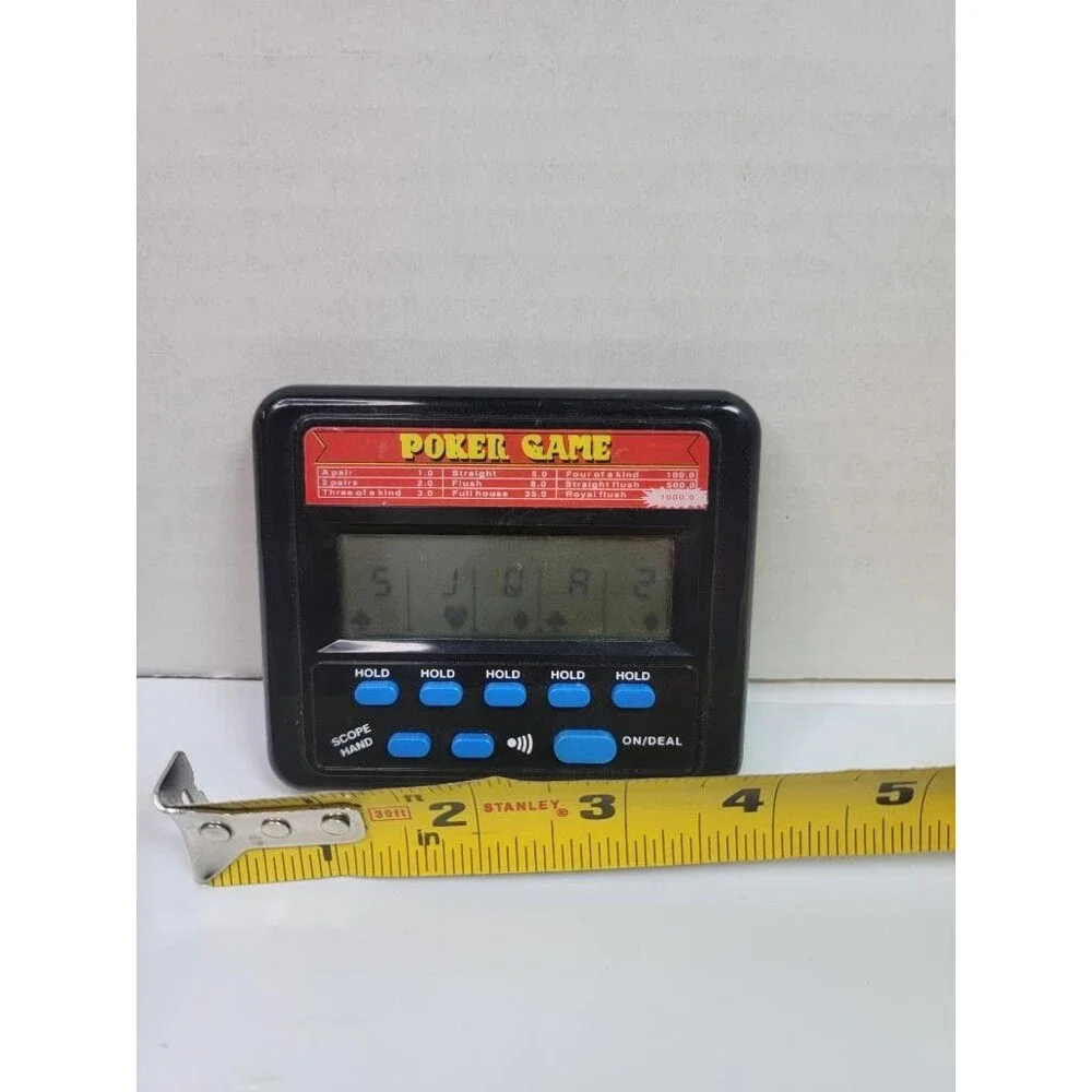 Vintage Electronic Pocket Poker Game Handheld LCD Card Game Tested Works 1999